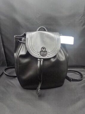 Longchamp Leather Flap Cavalcade Backpack Black